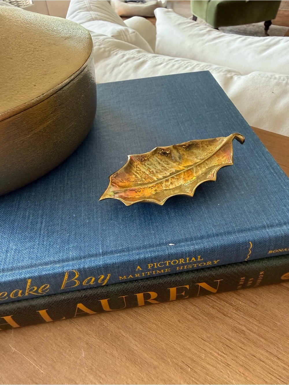 Vtg Virginia Metalcrafters Solid Brass Holly Leaf Dish⁠